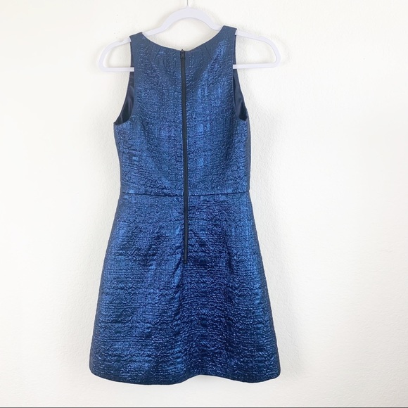 Milly | Blue Jacquard Lined Back Zip Sleeveless Mini Dress 6 - Picture 7 of 9